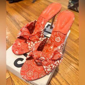 Bandana Print Knot-Front Schutz High Heel Mules